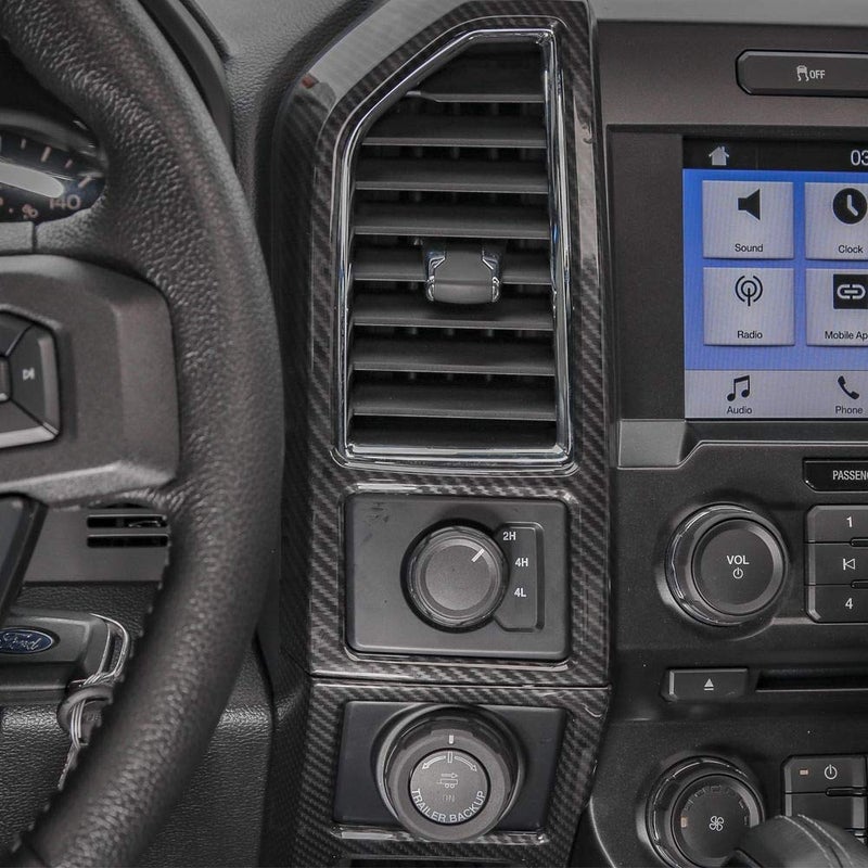 Keptrim for F150 ABS Carbon Fiber Central Console Air Conditioner Panel Trim for 2015 2016 2017 2018 2019 2020 Ford F150, 5pcs - Image 4